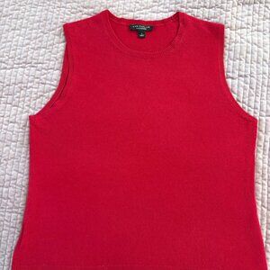 ANN TAYLOR 100% CASHMERE RED TOP, SIZE: L